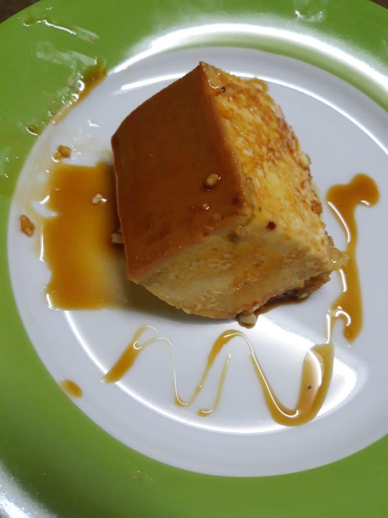 Coconut based flan with caramel flavour